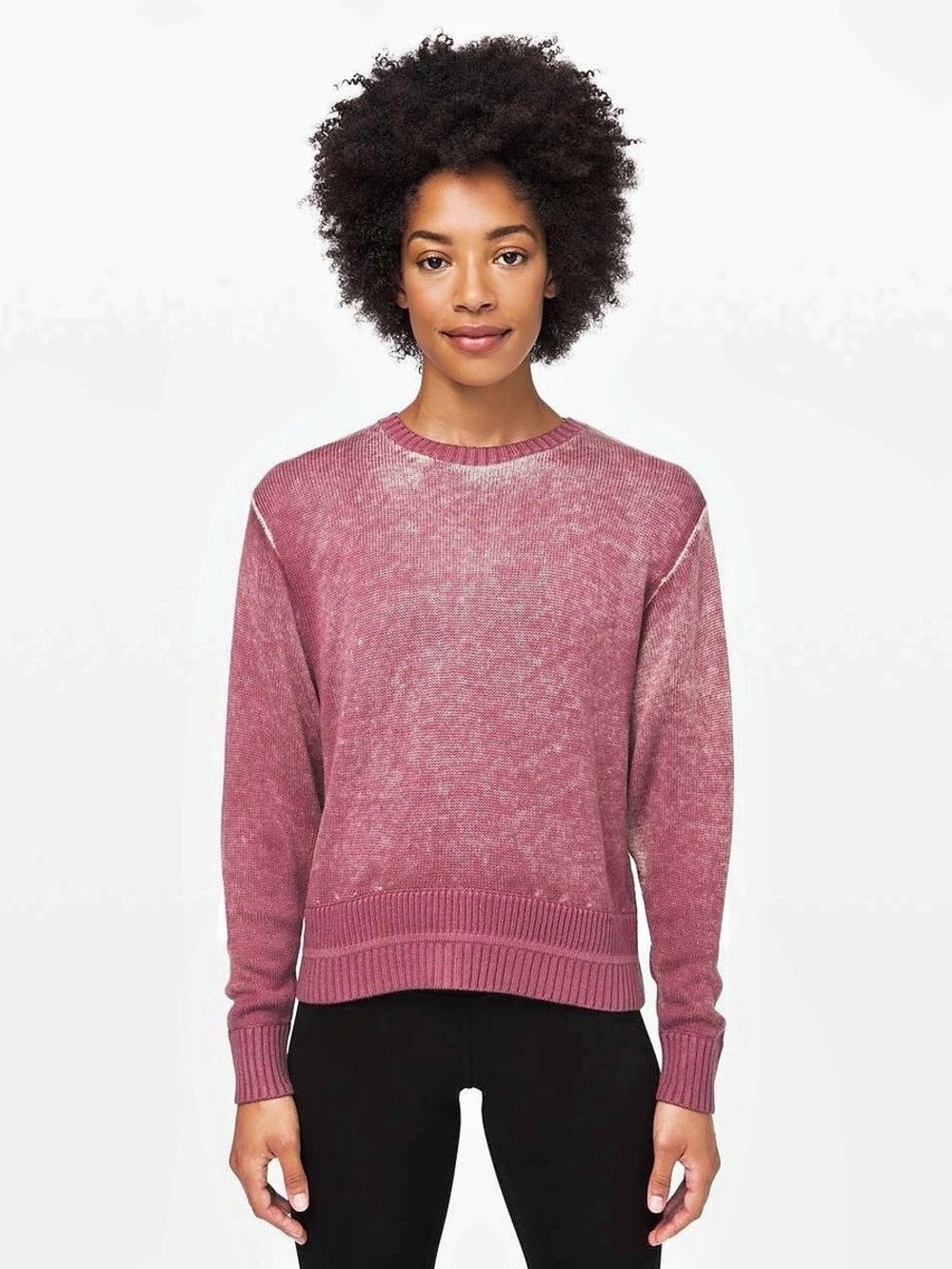 Lululemon Womens Long Sleeve Hazy Day Plum Pink Cashmere Blend Sweater Medium